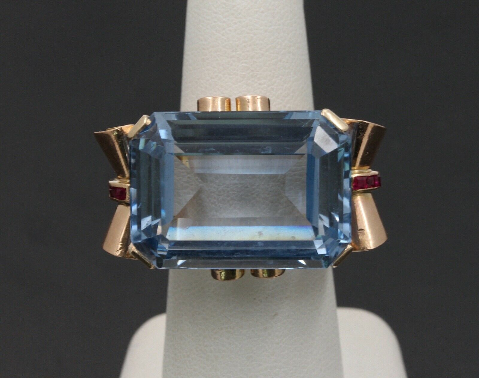 Large Retro Vintage Synthetic Spinel Statement Ring