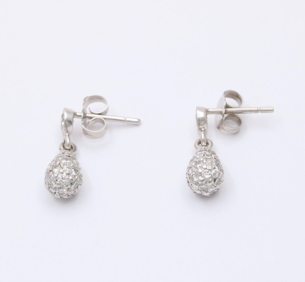 Vintage 14K White Gold Diamond Dangling Earrings