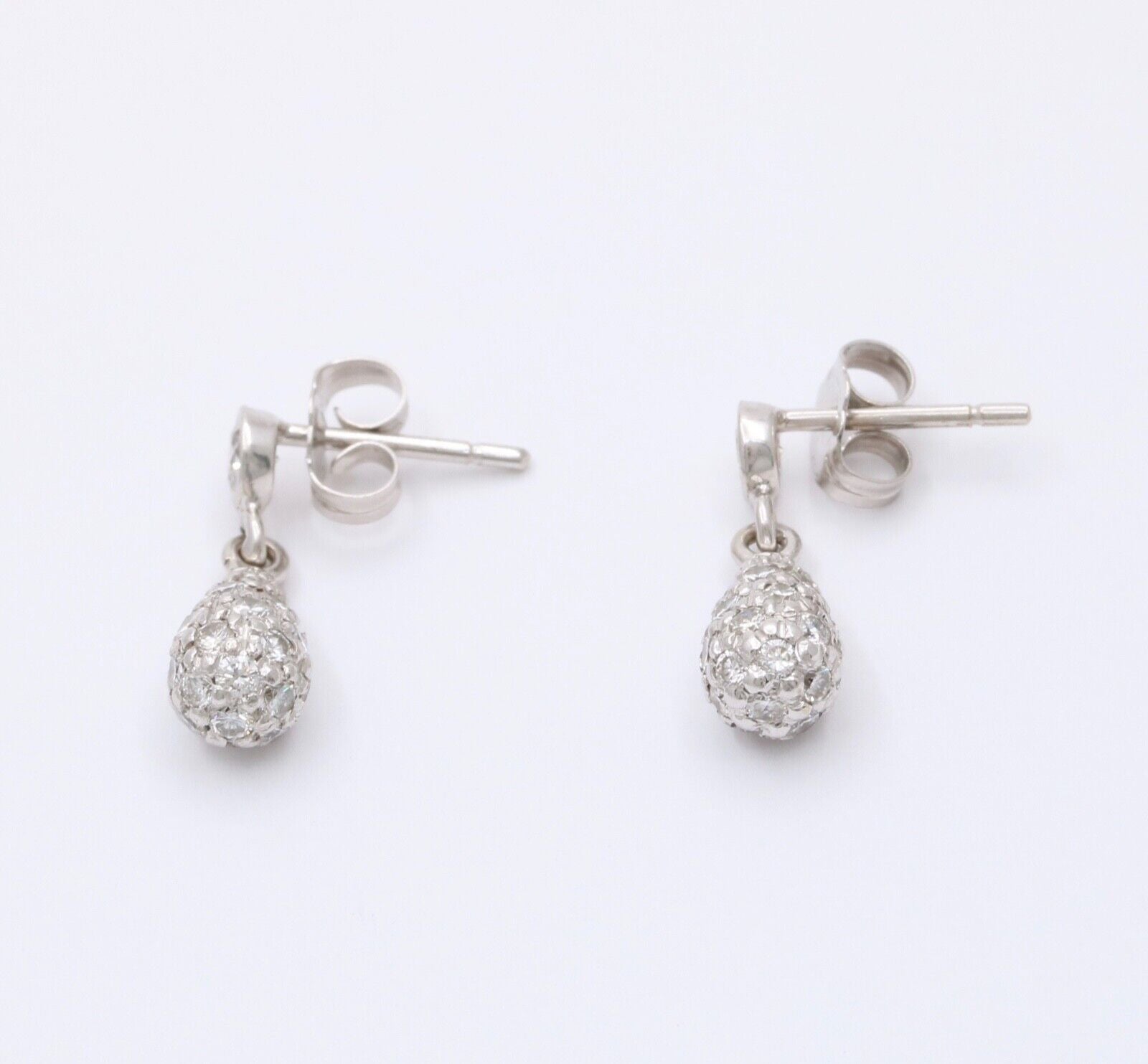 Vintage 14K White Gold Diamond Dangling Earrings