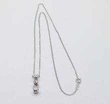 Load image into Gallery viewer, Vintage 14K White Gold Three Diamond Pendant, Necklace
