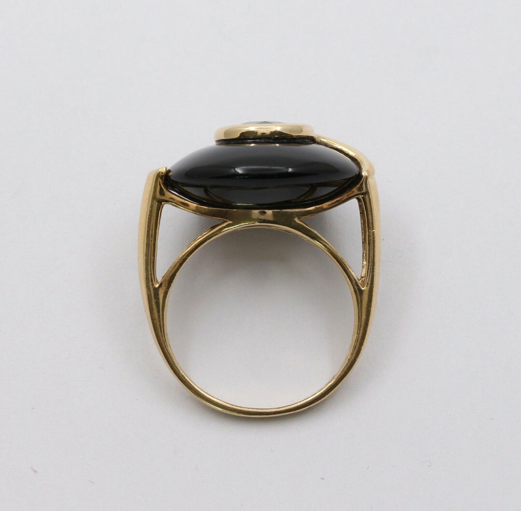 Vintage Silver Plated in Gold Onyx Peridot Ring