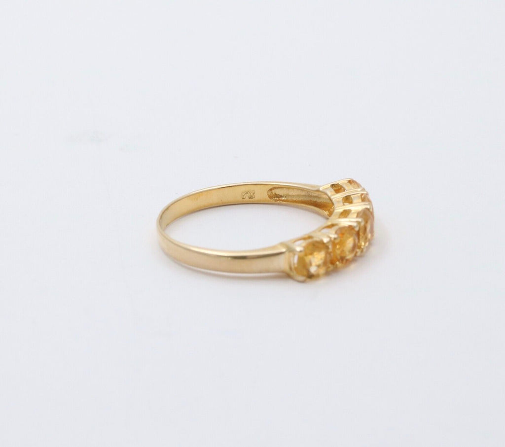 Vintage Citrine 9K Yellow Gold Band Ring