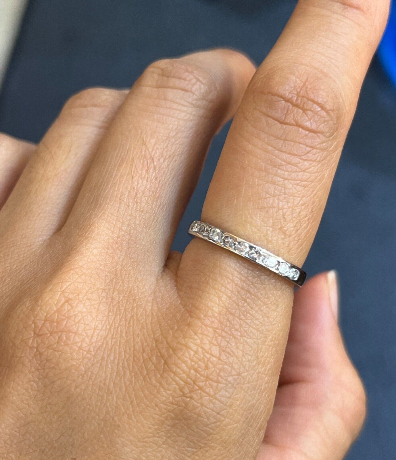 Vintage 14K Gold Half Eternity Ring, Wedding Band.