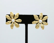 Load image into Gallery viewer, Tiffany and Co. Flower 18K Yellow Gold Pearl French Clip Earrings
