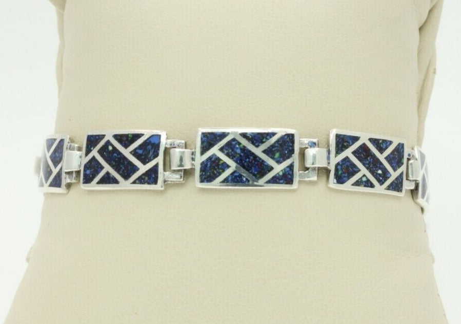 Vintage Sterling Silver Enamel Bracelet