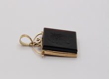 Load image into Gallery viewer, Art Nouveau Intaglio Carved Onyx 14K Yellow Gold Pendant
