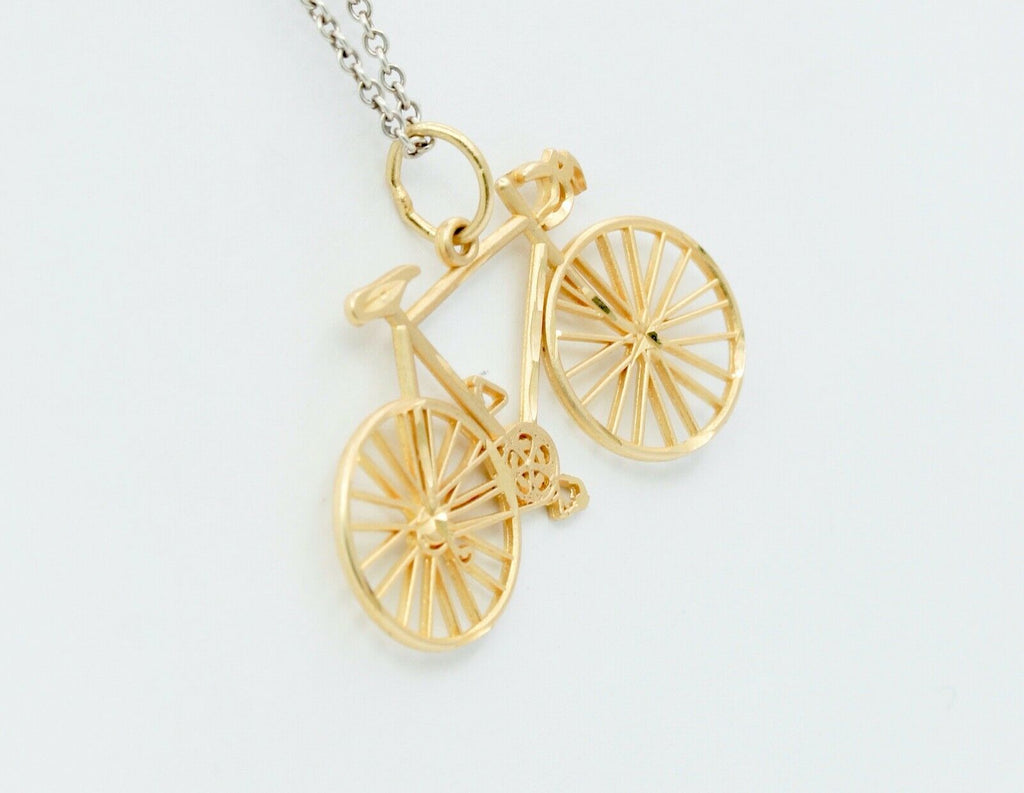Vintage Ten Speed Racing Bicycle 14K Yellow Gold Pendant Charm