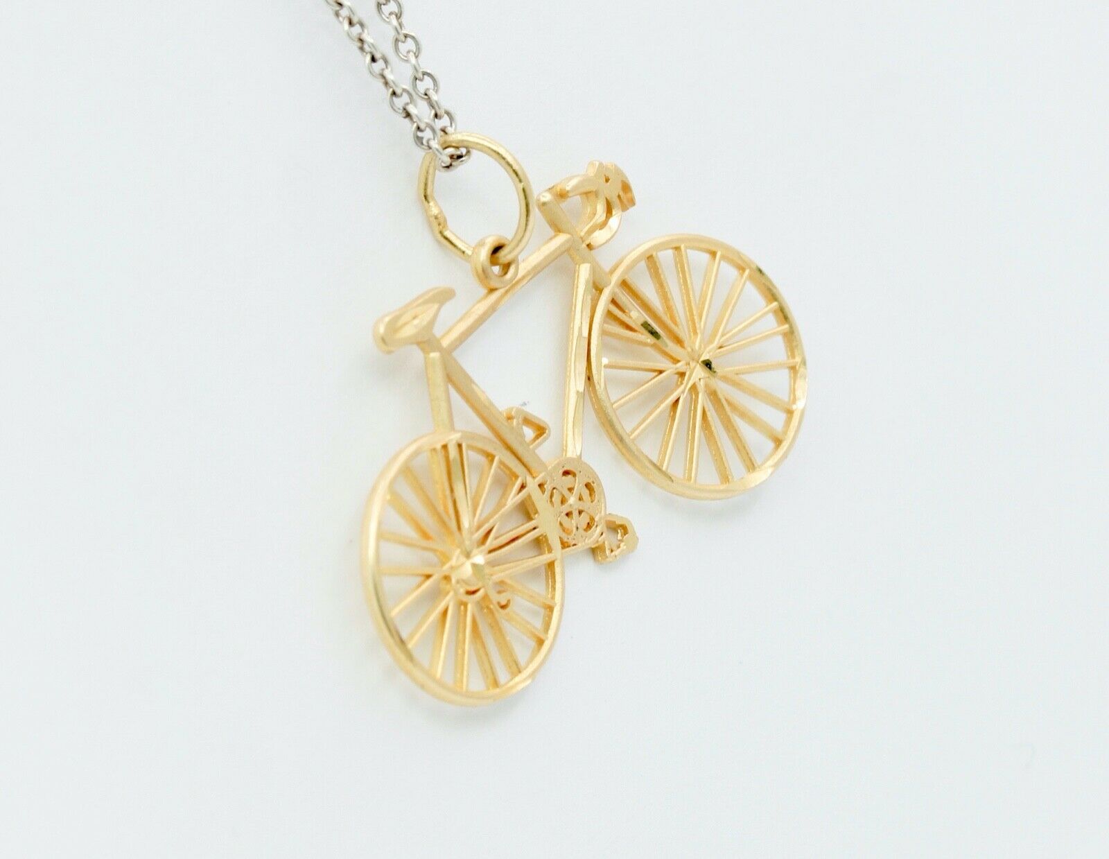 Vintage Ten Speed Racing Bicycle 14K Yellow Gold Pendant Charm