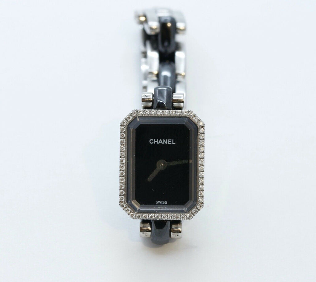 Chanel Premiere Mini Watch H2163 Diamonds Steel Black Ceramic