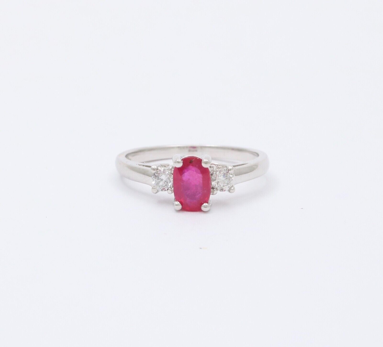 Vintage Ruby Diamonds 10K White Gold Ring
