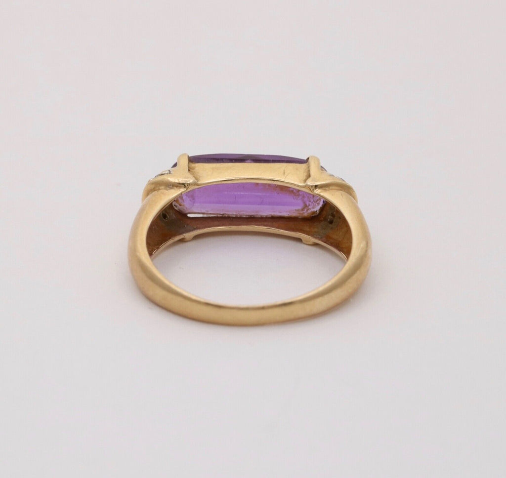 Vintage Amethyst Diamonds 14K Yellow White Gold Ring