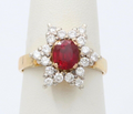Vintage 18K Yellow Gold & Sterling Silver 1.9 carats Ruby and Diamond Star Ring,