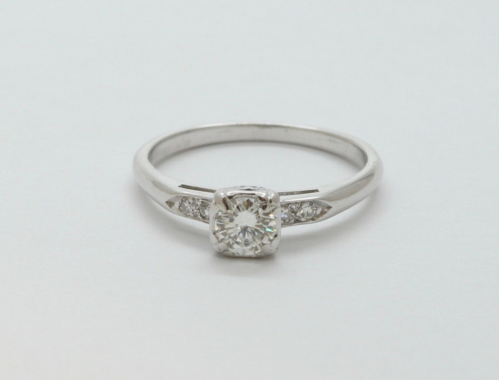 Art Deco Diamond 14K White Gold Engagement Ring