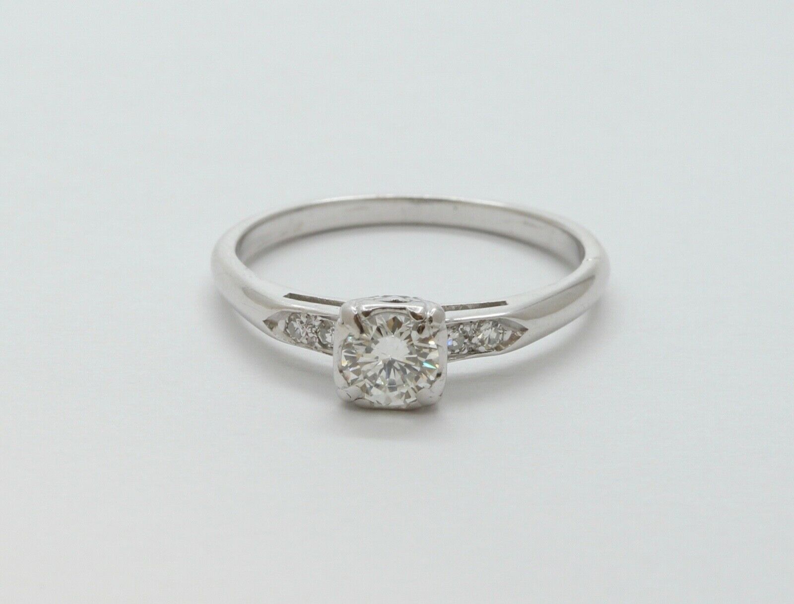 Art Deco Diamond 14K White Gold Engagement Ring