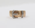 Vintage Buckle Unisex 14K Yellow White Gold Diamonds Band Ring