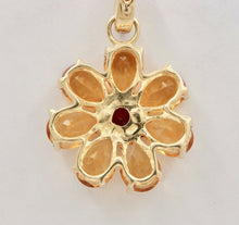 Load image into Gallery viewer, Cute Vintage 14K Yellow Gold Citrine Rubellite Floral Pendent
