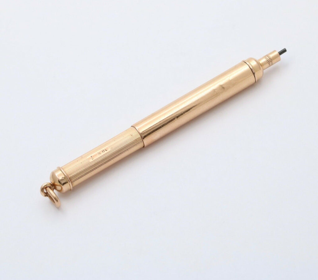 Vintage 18K Yellow Gold Mechanical Telescopic Pencil Pendant