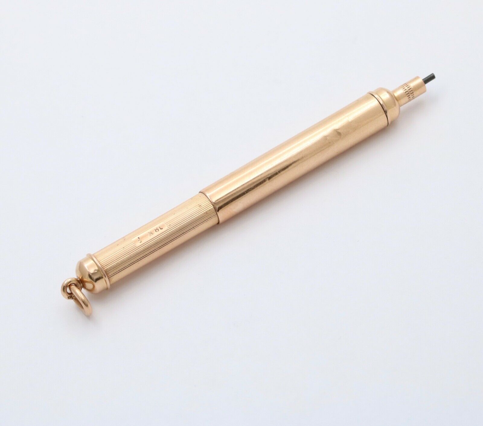 Vintage 18K Yellow Gold Mechanical Telescopic Pencil Pendant