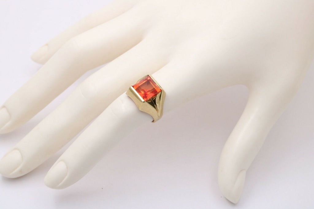 Beautiful Erie Basin Orange Stone 9K Yellow Gold Ring