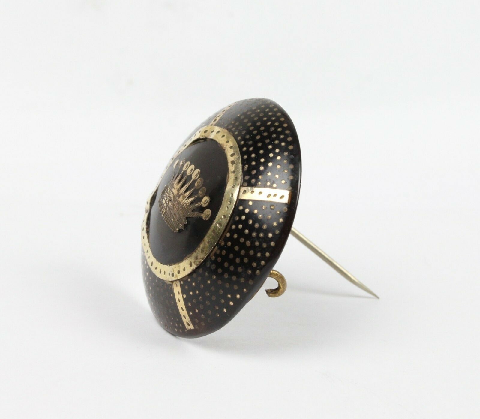 Vintage Jet GF Crown Brooch