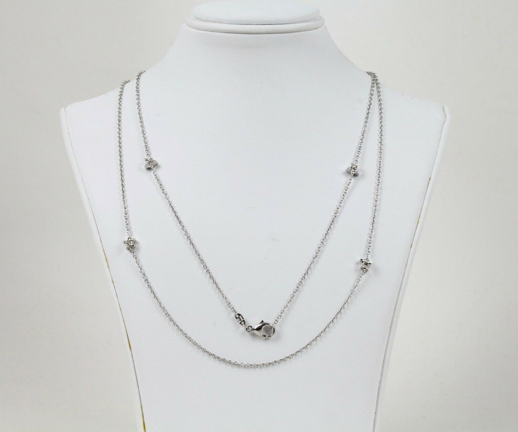 Vintage 18k White Gold Diamond Stackable Necklace