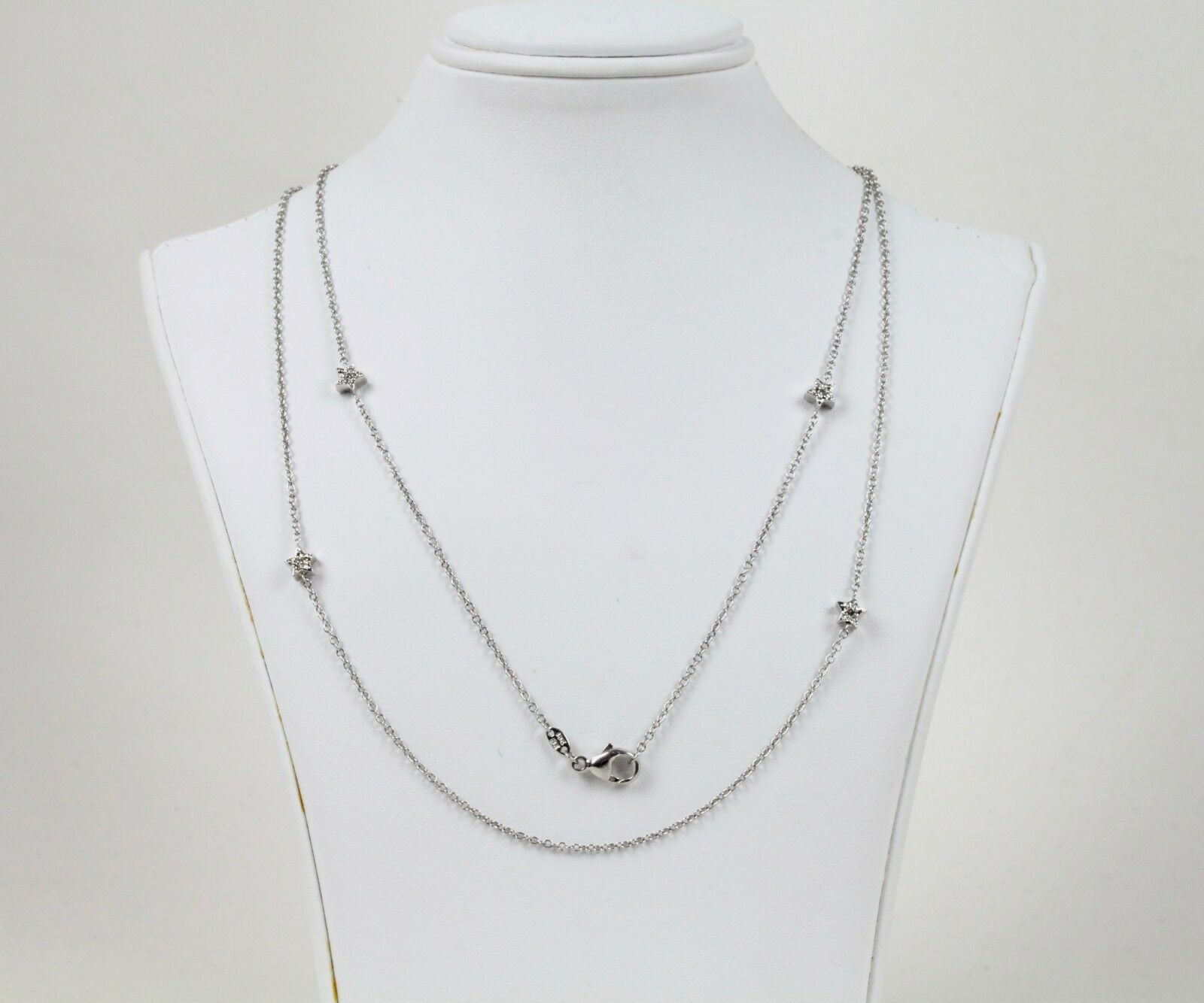 Vintage 18k White Gold Diamond Stackable Necklace