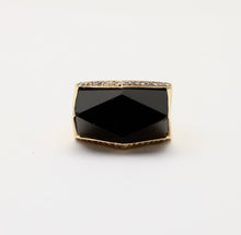 Load image into Gallery viewer, Vintage 14K Yellow Gold Sympetaly Rhombus Onyx &amp; Diamond Ring
