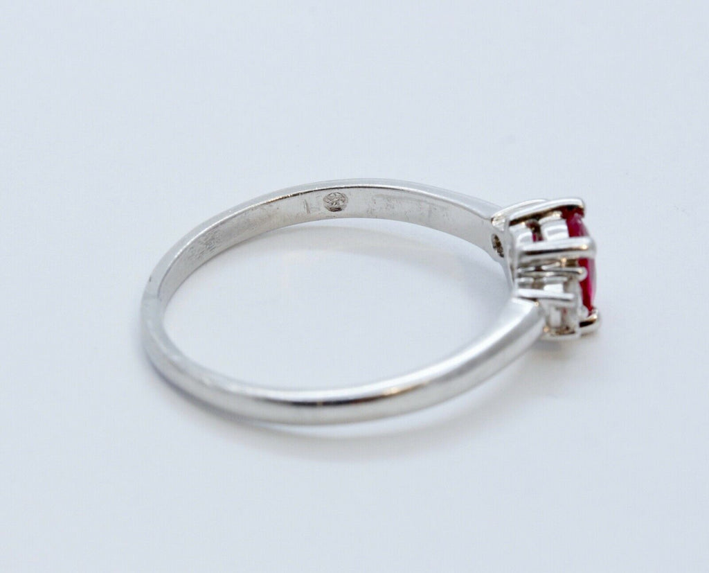 Vintage Natural Ruby Diamonds Platinum Ring