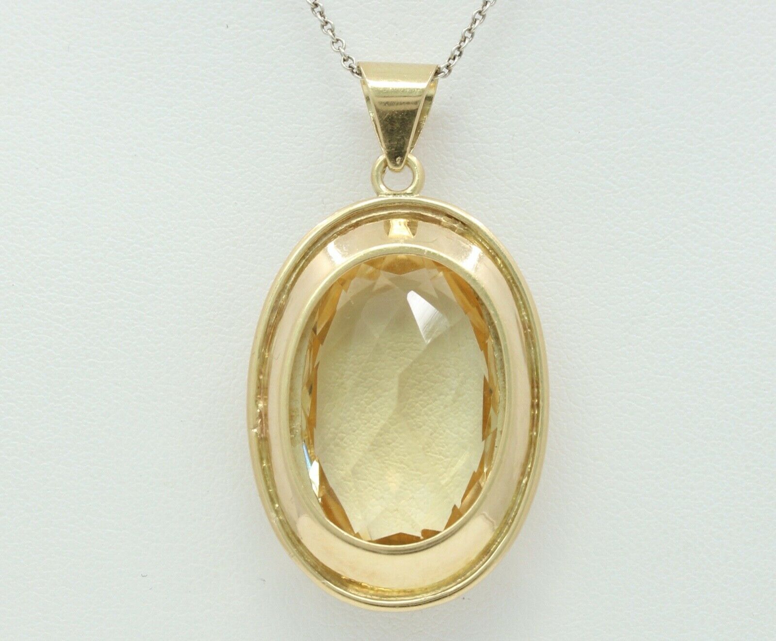 Vintage Large Citrine 14K Yellow Gold Pendant