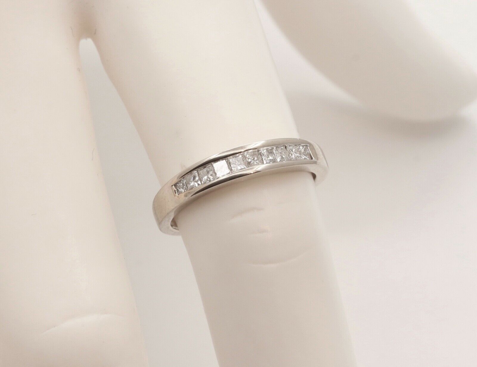 Vintage Ladies Diamonds 14K White Gold Wedding Band Stacking