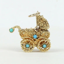 Load image into Gallery viewer, Vintage 14k Yellow Gold Baby Carriage Pendant
