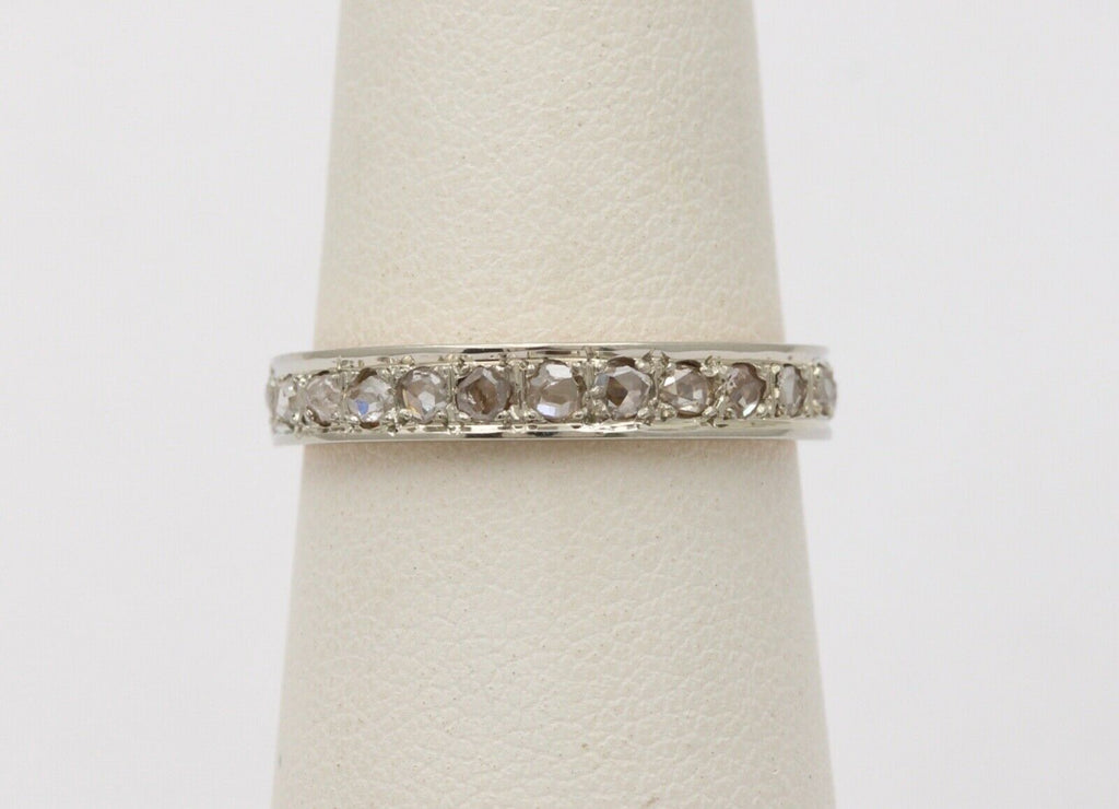 French Antique Rose Cut Diamonds 18K Yellow White Gold Wedding Band