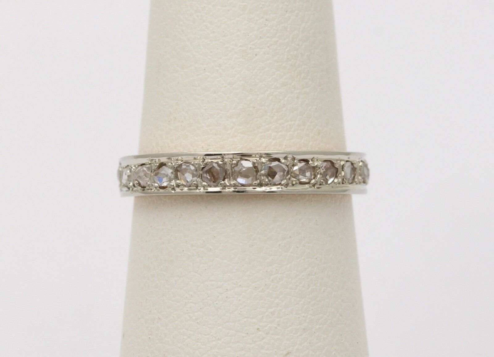French Antique Rose Cut Diamonds 18K Yellow White Gold Wedding Band
