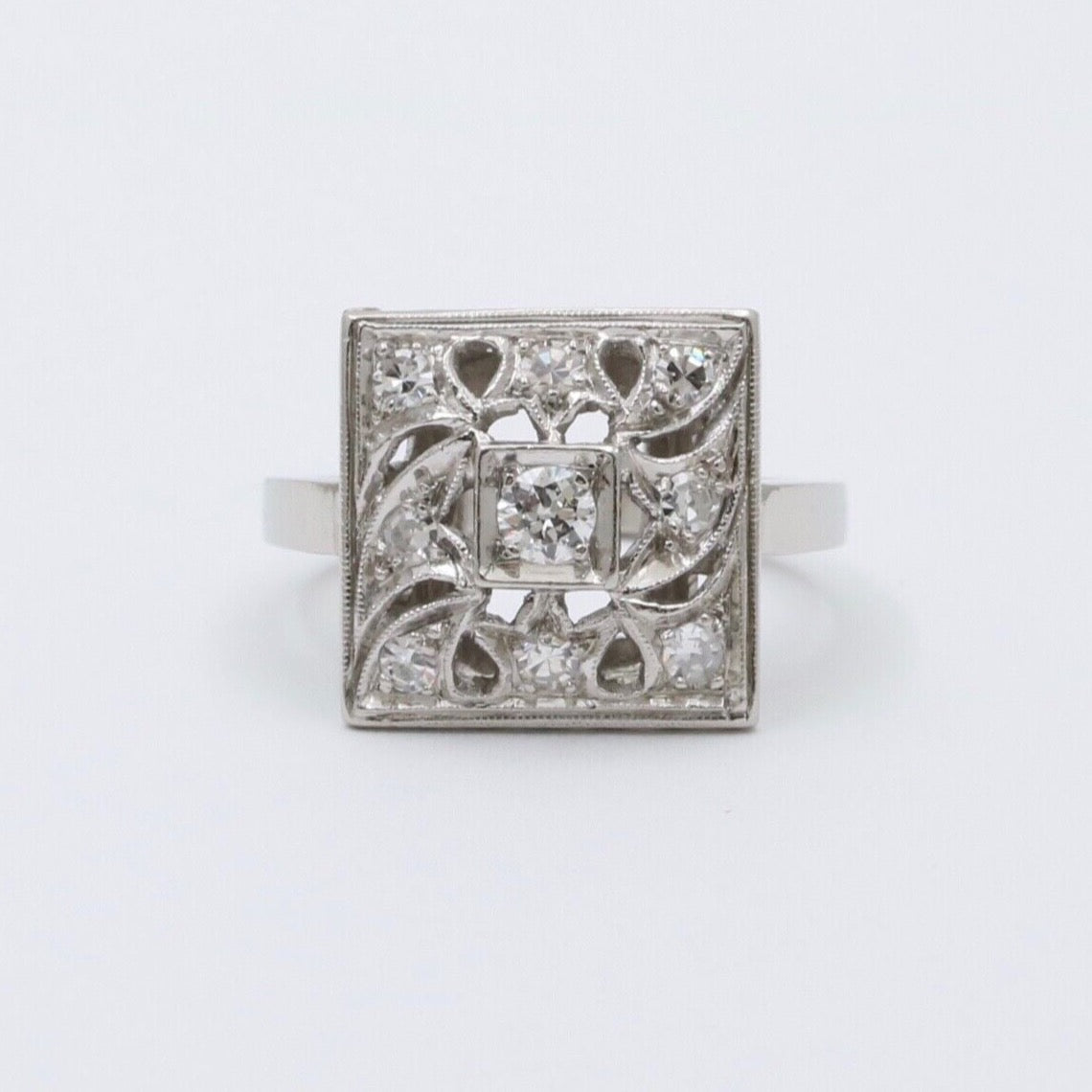 Art Deco Diamonds Platinum Filagree Ring