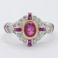 18K White Gold Ruby Diamond Alternative Engagement Ring