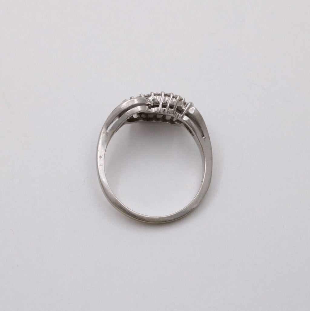 Vintage Diamond 14K White Gold Ring Band, statement ring
