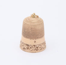 Load image into Gallery viewer, Antique 14K Yellow Gold Sewing Thimble Charm Pendant.
