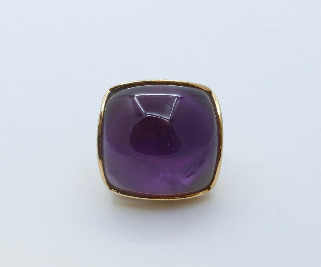 Vintage Statement Italian Eva Nueva Amethyst 18K Yellow Gold Ring