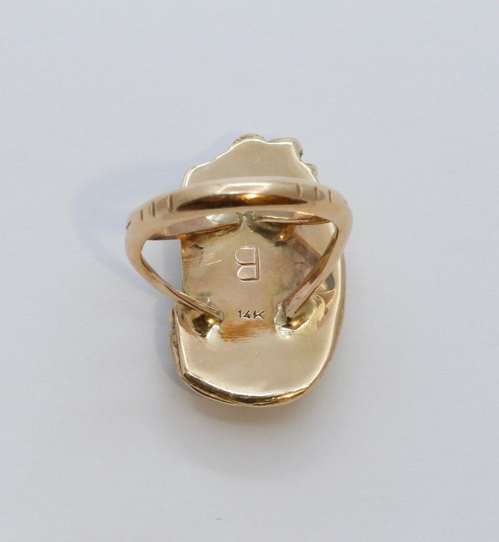 Navajo Green Matrix Turquoise 14K Yellow Gold Ring