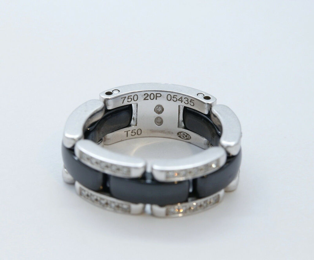Chanel Ultra Ring Diamonds Black Ceramic 18K White Gold Ring