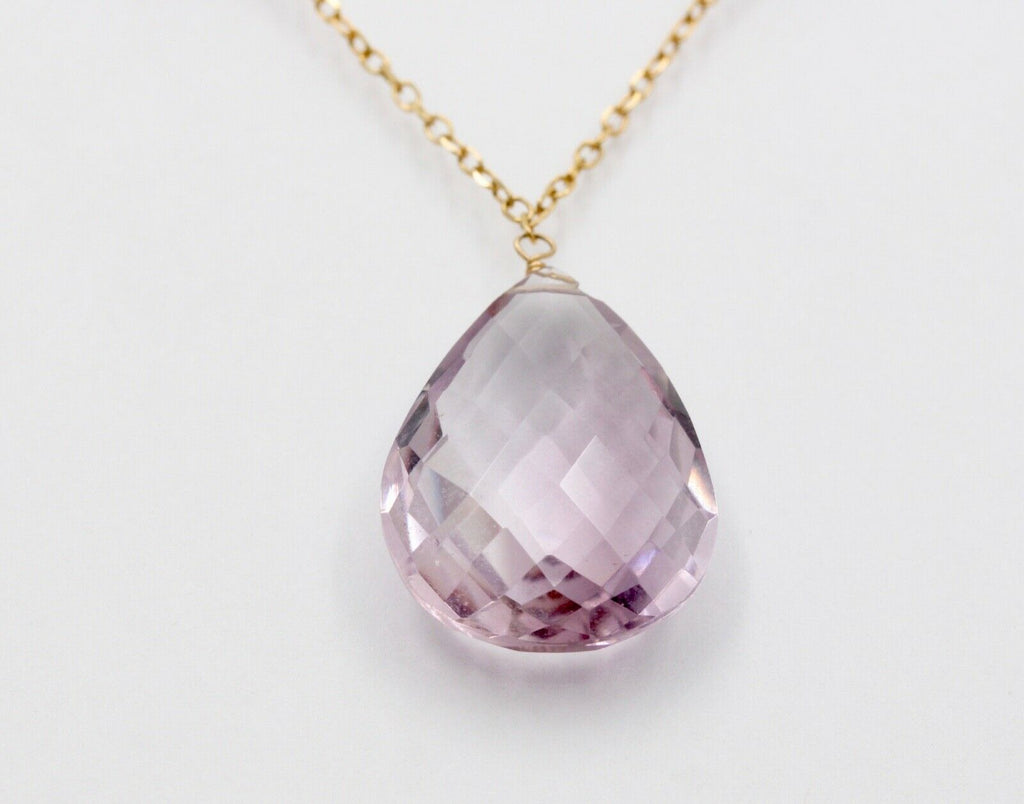 Vintage Amethyst Droplet 14K Yellow Gold Necklace