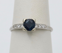 Load image into Gallery viewer, Vintage Platinum Sapphire &amp; Diamond Ring Band, Engagement Ring
