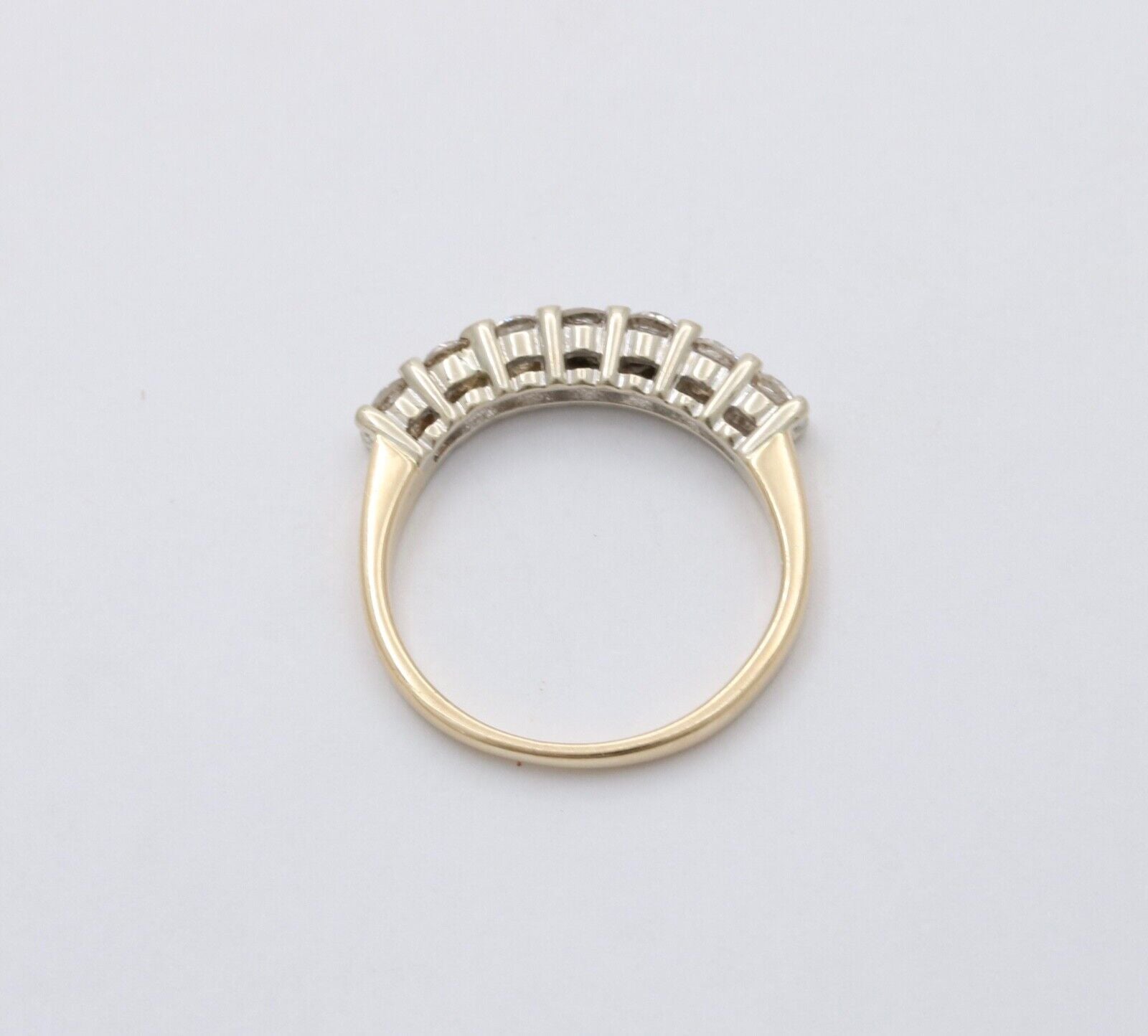 Vintage 14K Gold Seven Diamond Ring Band, Wedding Band.