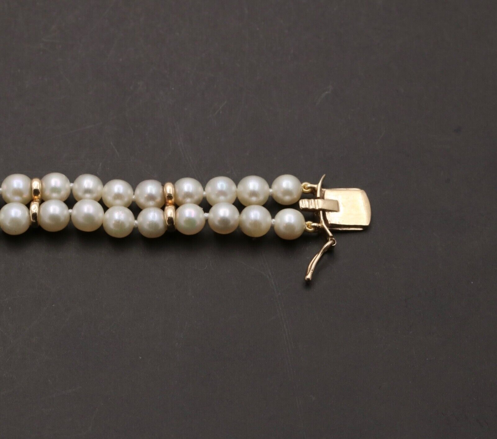 Vintage 14K Yellow Gold Beaded Two Layer Pearl Bridal Bracelets