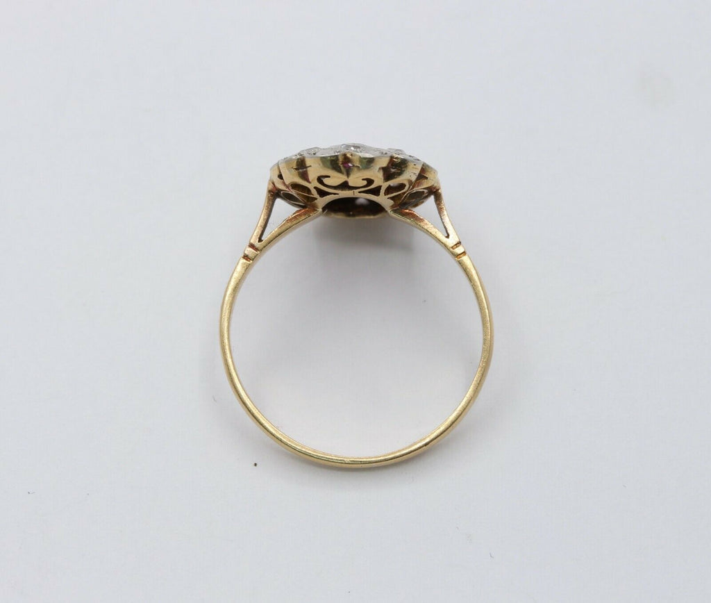 Victorian 18K Yellow Gold and Platinum Diamond Pink Sapphire Ring