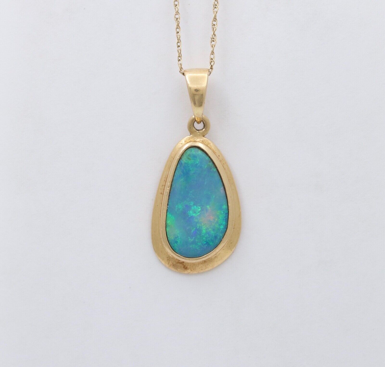 Vintage Boulder Opal 14K Yellow Gold Pendant
