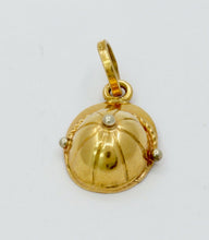 Load image into Gallery viewer, Vintage Equestrian Horse Riding Helmet 18K Yellow White Gold Pendant Charm
