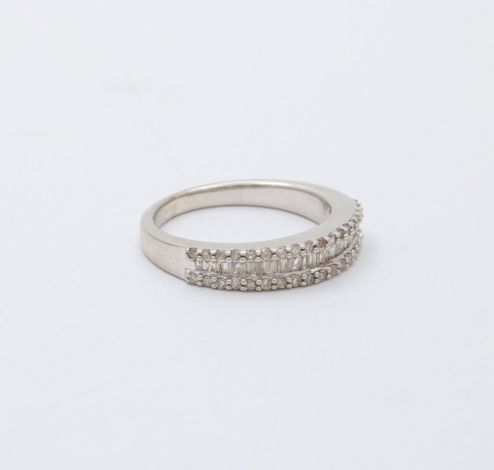 Vintage Sterling Silver Half Eternity Diamond Ring Band