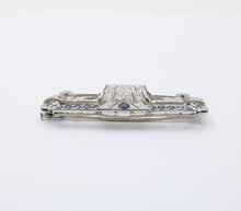 Load image into Gallery viewer, Art Deco Platinum Diamond &amp; Sapphire Brooch, Pin
