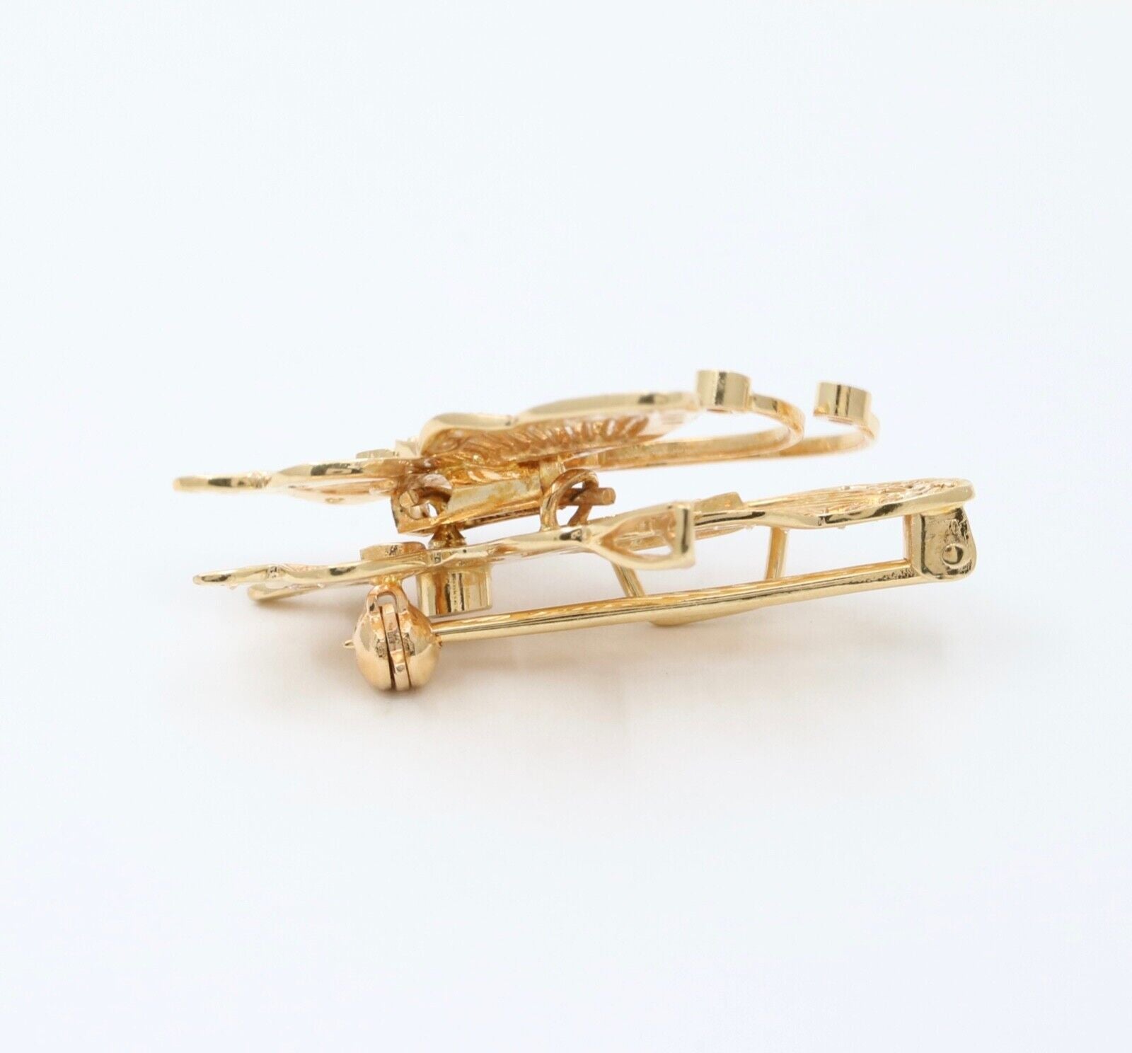 Vintage 14K Yellow Gold Diamonds Articulating Butterfly Brooch Pin